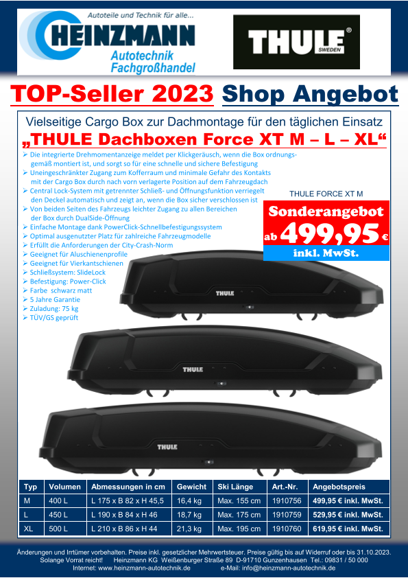 TOP-Seller 2023 - Shop Angebot +++ Vielseitige Cargo Box zur Dachmontage für den täglichen Einsatz +++ „THULE Dachboxen Force XT M – L – XL“